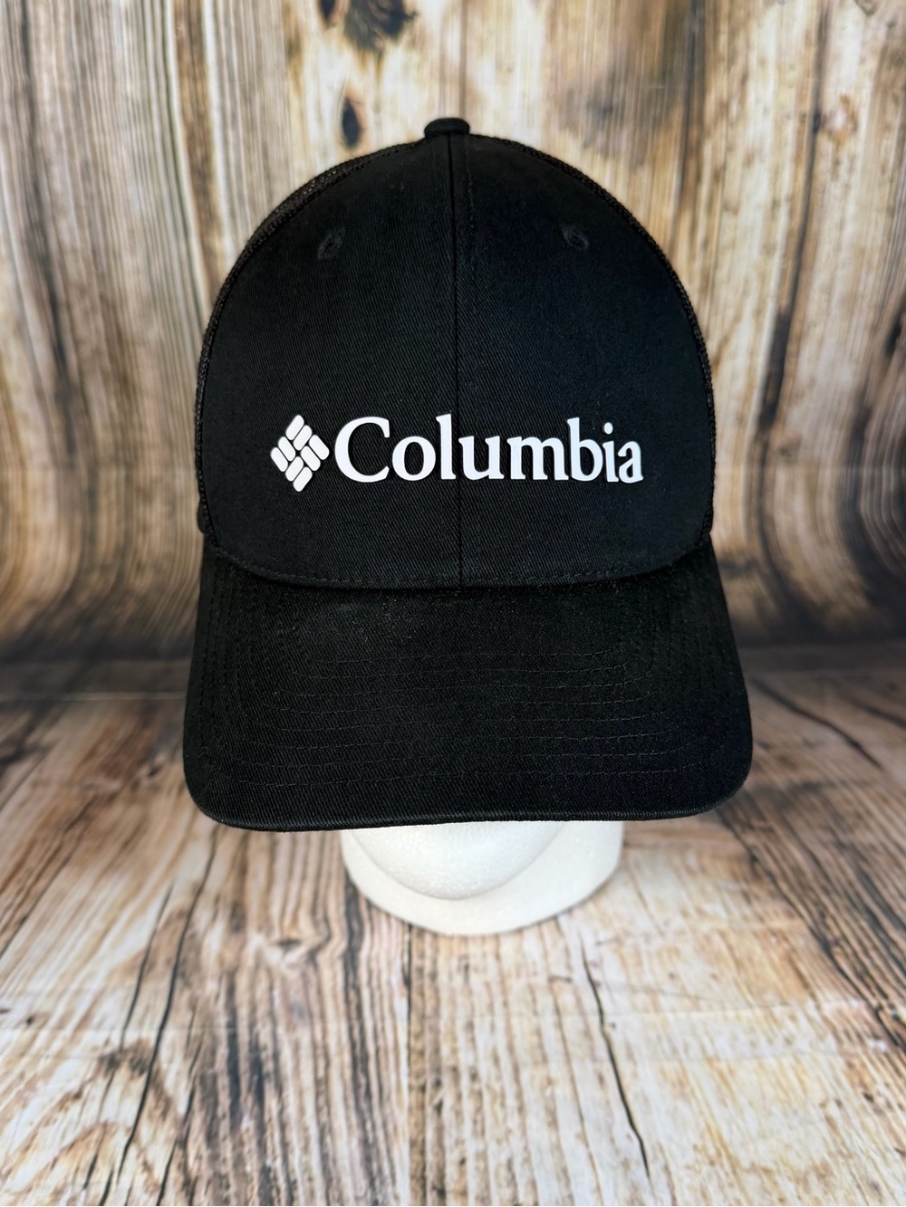 Columbia Mens Mesh Back Trucker Hat Black Snapback Logo Cap Yupoong 110